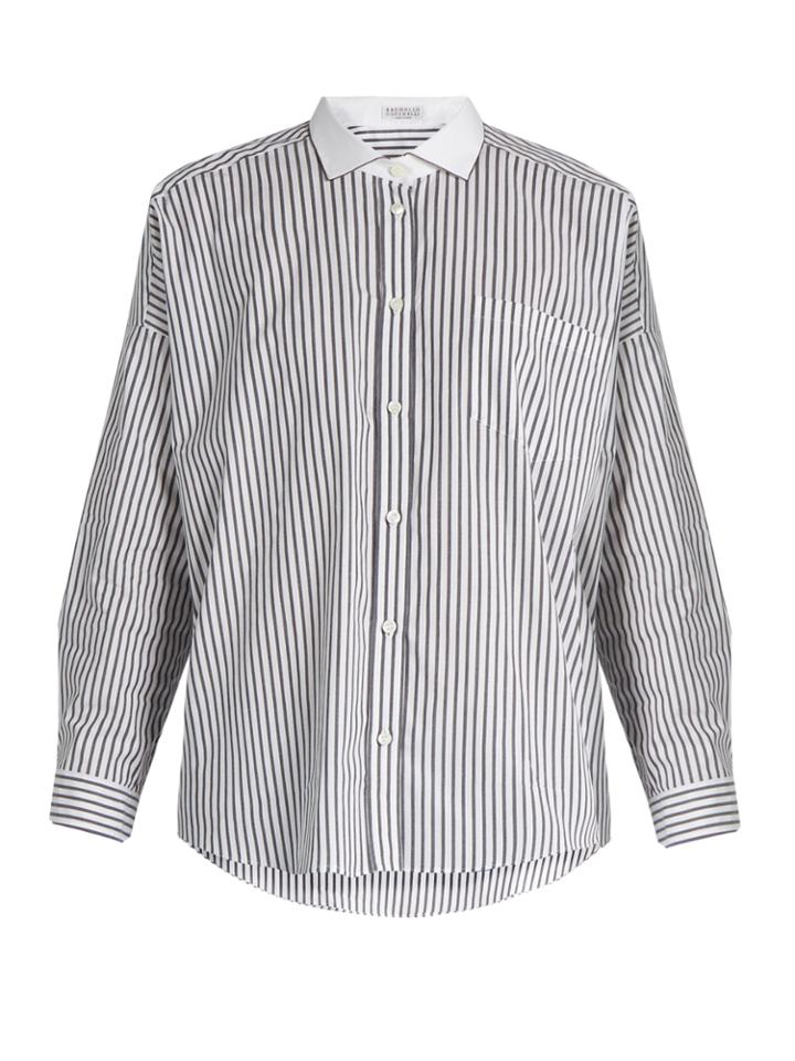 Brunello Cucinelli Oversized Striped Stretch-cotton Shirt