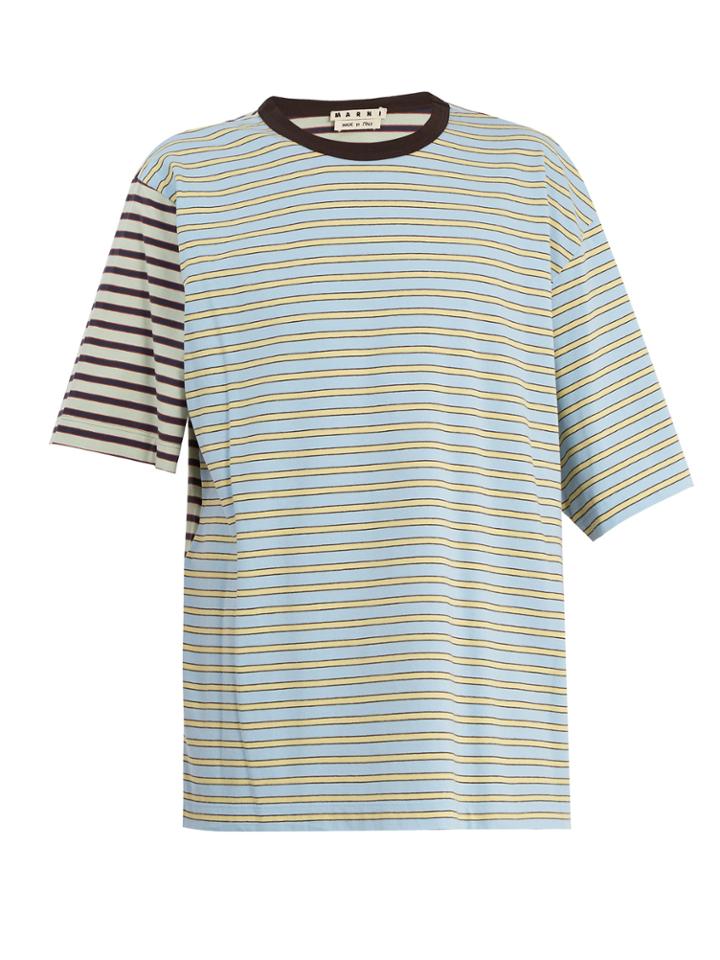 Marni Contrast-panel Striped Cotton T-shirt