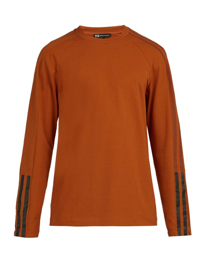 Y-3 3 Stripes Long-sleeved Cotton-blend T-shirt