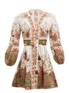 Matchesfashion.com Zimmermann - Empire Batik Floral-print Linen Dress - Womens - White Print
