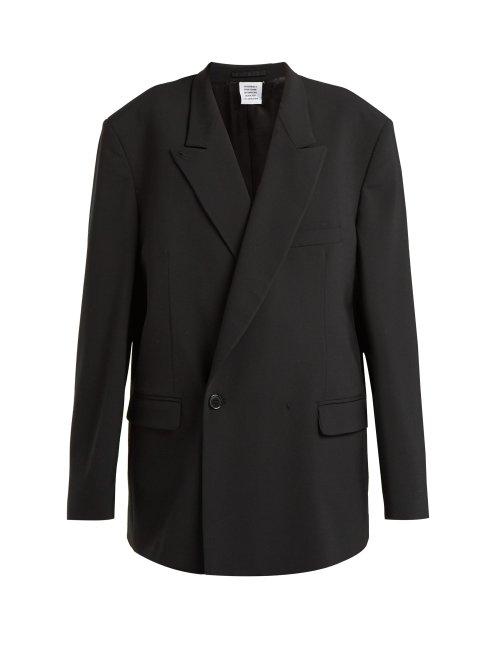 Matchesfashion.com Vetements - Double Breasted Cotton Blazer - Womens - Black