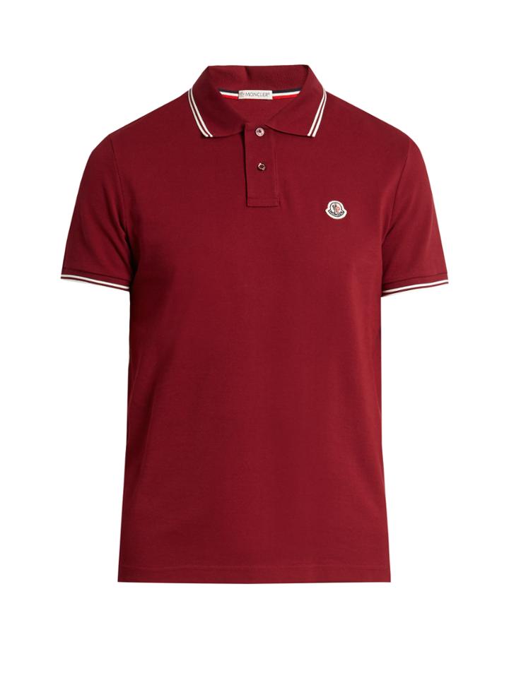 Moncler Striped-edge Cotton-piqu Polo Shirt
