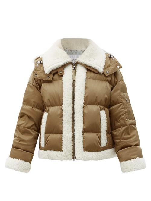 Matchesfashion.com Bogner - Suza Hooded Shearling-trimmed Quilted Down Jacket - Womens - Dark Beige