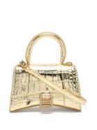 Matchesfashion.com Balenciaga - Hourglass Small Crocodile-effect Leather Bag - Womens - Gold