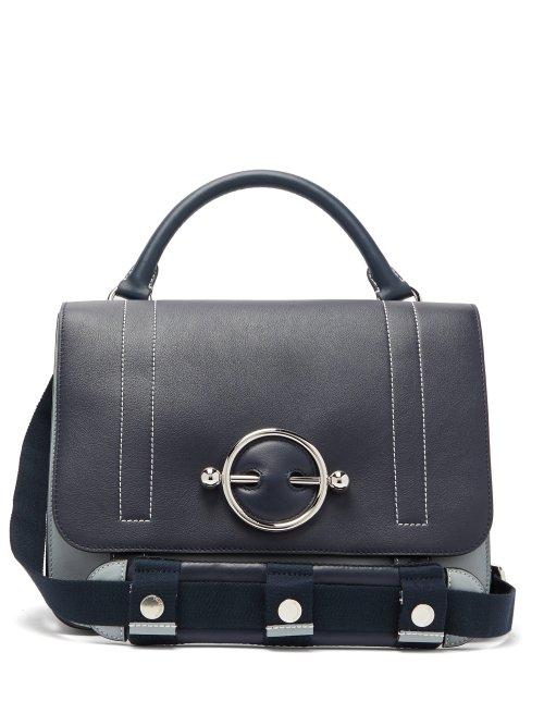 Matchesfashion.com Jw Anderson - Disc Leather Satchel Bag - Womens - Navy Multi