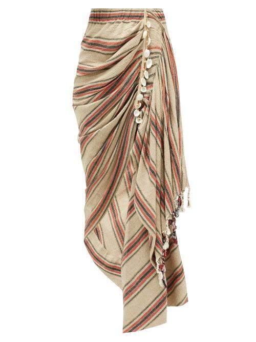 Matchesfashion.com Just Bee Queen - Tulum Organic Linen And Cotton-blend Skirt - Womens - Navy Multi