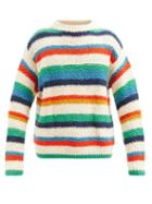 Matchesfashion.com The Elder Statesman - Striped Organic-cotton Sweater - Mens - White Multi