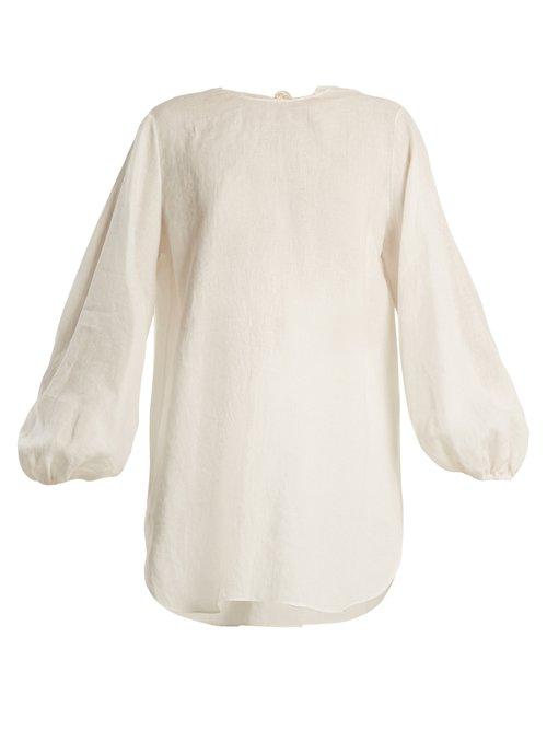 Matchesfashion.com The Row - Latou Open Back Linen Top - Womens - Ivory