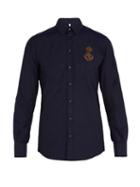 Matchesfashion.com Dolce & Gabbana - Logo Patch Cotton Shirt - Mens - Navy