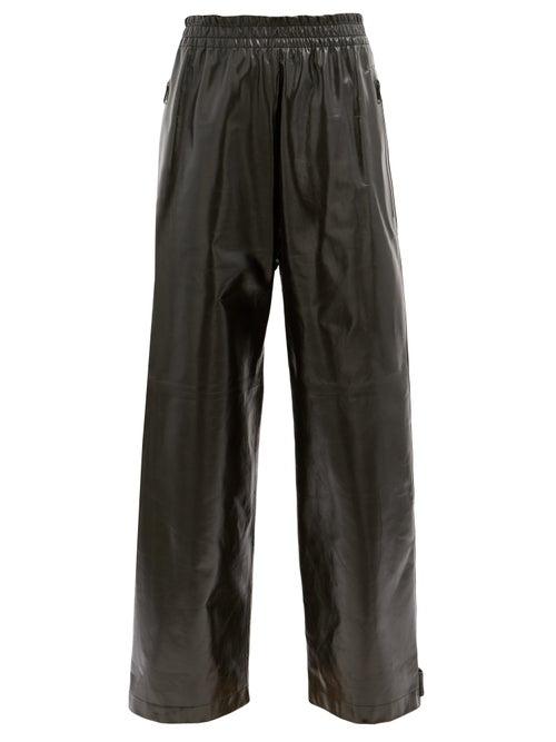 Matchesfashion.com Bottega Veneta - Adjustable-cuff Leather Trousers - Womens - Black