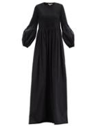 Matchesfashion.com Brock Collection - Rossana Shirred Cotton-blend Poplin Maxi Dress - Womens - Black
