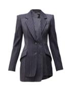 Matchesfashion.com Alexander Mcqueen - Panelled Pinstriped Twill Blazer - Womens - Navy Stripe