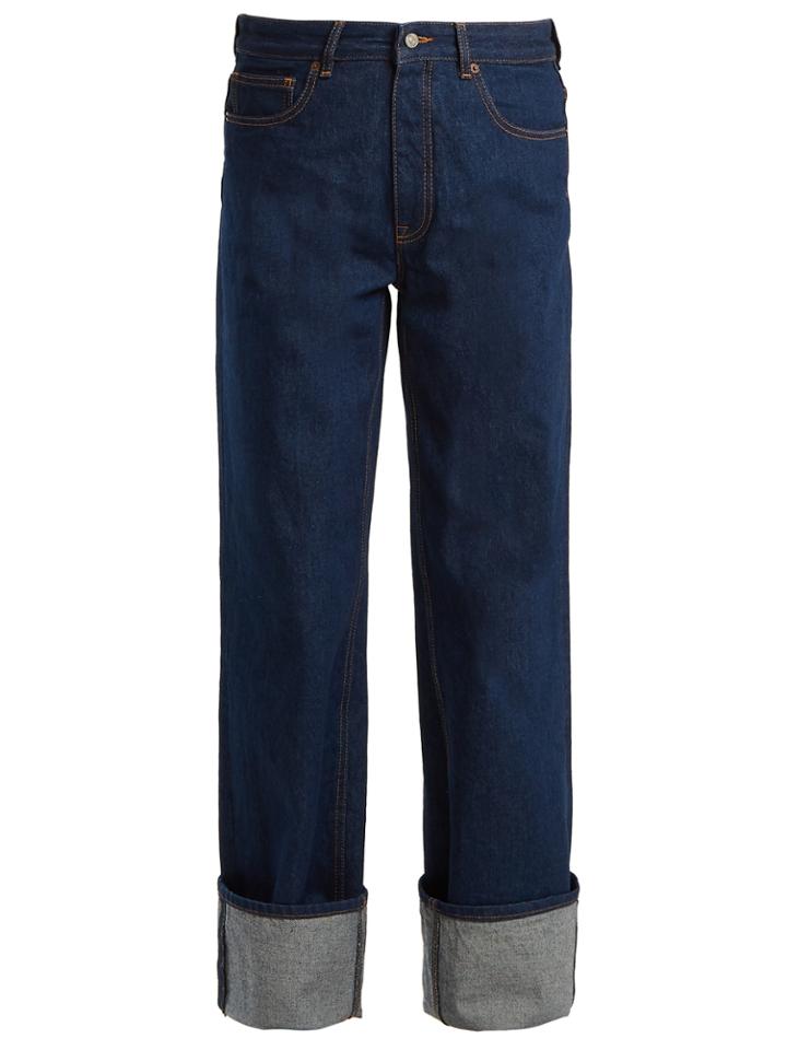 Mm6 Maison Margiela Turned-up Cuff High-rise Wide-leg Jeans