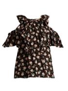 Matchesfashion.com Rebecca Taylor - Rosalie Floral Print Cut Out Shoulder Silk Top - Womens - Black Print