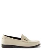 Saint Laurent - Ysl-appliqu Leather Loafers - Mens - Cream