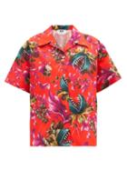 Matchesfashion.com Msgm - Carnivorous Plant-print Cotton-poplin Shirt - Womens - Red Multi