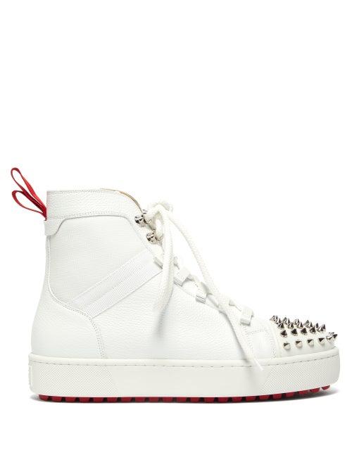 Matchesfashion.com Christian Louboutin - Smartic Spike High-top Leather Trainers - Mens - White
