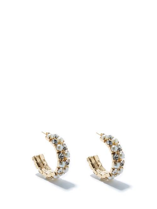 Ladies Jewellery Rosantica - Polka Crystal & Faux-pearl Hoop Earrings - Womens - Crystal