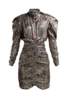 Matchesfashion.com Isabel Marant - Pandor Ruched Silk Blend Mini Dress - Womens - Silver