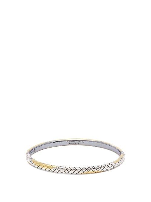 Matchesfashion.com Bottega Veneta - Intrecciato Engraved Silver Bracelet - Womens - Gold