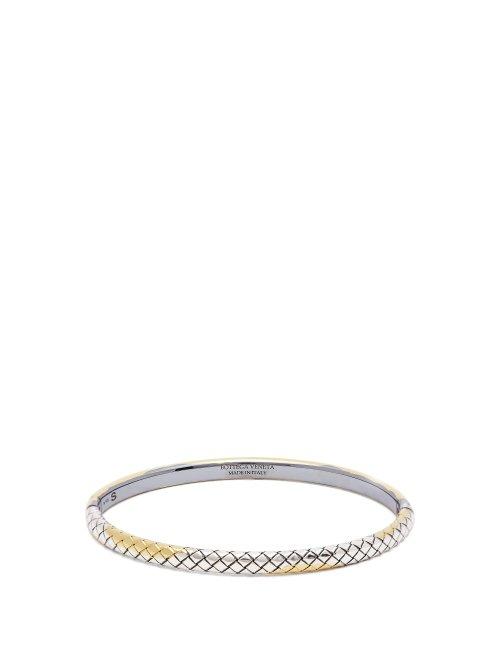 Matchesfashion.com Bottega Veneta - Intrecciato Engraved Silver Bracelet - Womens - Gold