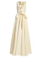 Maison Rabih Kayrouz Ruffled V-neck Satin Gown