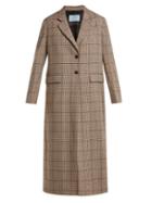 Matchesfashion.com Prada - Single Breasted Houndstooth Wool Blend Coat - Womens - Red Multi