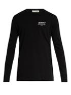 Off-white Embroidered Long-sleeved Cotton-jersey T-shirt