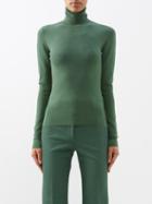 Joseph - Roll-neck Silk-blend Sweater - Womens - Dark Green