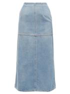 Matchesfashion.com Mm6 Maison Margiela - Back Slit Denim Midi Skirt - Womens - Light Denim