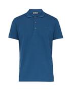 Matchesfashion.com Bottega Veneta - Logo Embroidered Polo Shirt - Mens - Blue