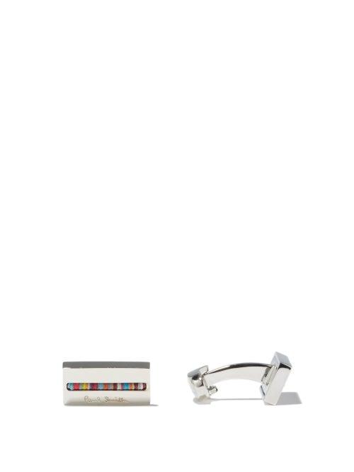 Matchesfashion.com Paul Smith - Ribbon-stripe Rectangular Cufflinks - Mens - Silver Multi