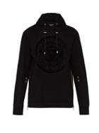 Matchesfashion.com Balmain - Medallion Logo Print Cotton Hooded Sweatshirt - Mens - Black