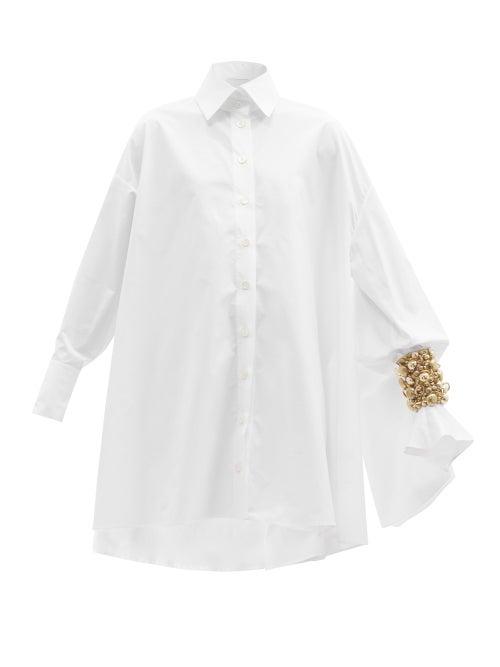 Matchesfashion.com Halpern - Asymmetric Cotton-poplin Shirt Dress - Womens - White