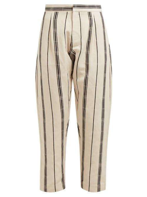 Matchesfashion.com Albus Lumen - Safi Striped Cotton Blend Trousers - Womens - Black