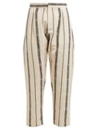 Matchesfashion.com Albus Lumen - Safi Striped Cotton Blend Trousers - Womens - Black