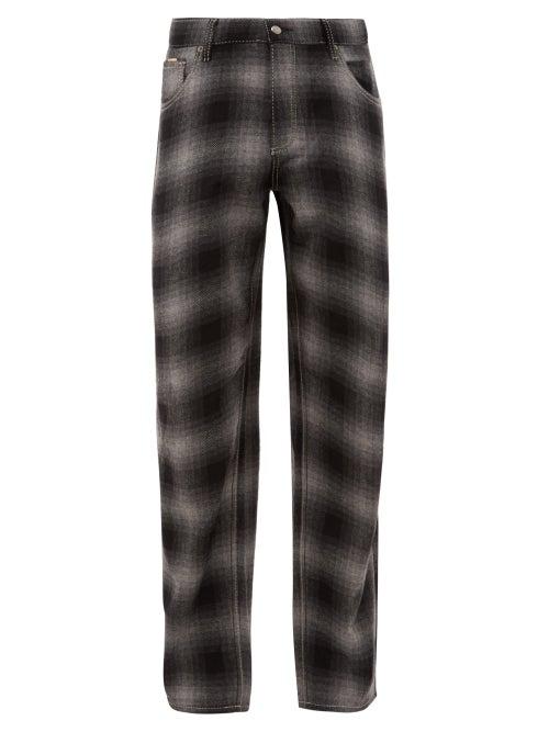Matchesfashion.com Eytys - Benz Tartan Wool Blend Jeans - Mens - Black Grey