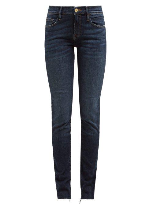 Matchesfashion.com Frame - Le Skinny De Jeanne Raw Hem Jeans - Womens - Dark Denim