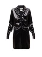 Matchesfashion.com Bottega Veneta - Ruched Lacquered Satin Shirt - Womens - Black