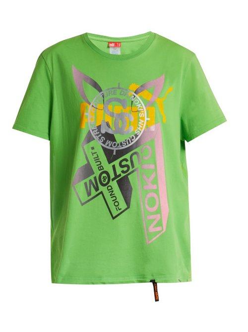Matchesfashion.com Noki - Rabbit Ear And Logo Print Cotton T Shirt - Womens - Green Multi