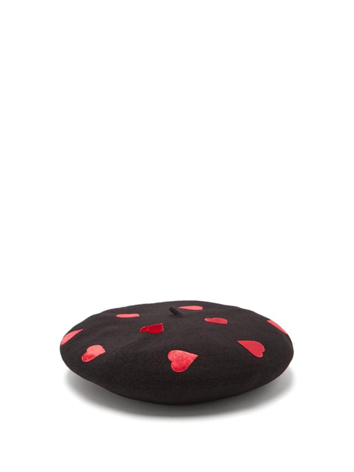 Benoît Missolin Velvet Heart Appliqu Wool Beret