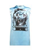 Matchesfashion.com Raf Simons - Photographic Print Satin Tank Top - Womens - Light Blue