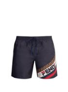 Matchesfashion.com Fendi - Mania Logo Print Swim Shorts - Mens - Dark Blue