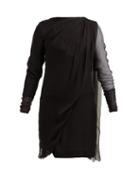 Matchesfashion.com Lanvin - Draped Overlay Silk Chiffon Dress - Womens - Black