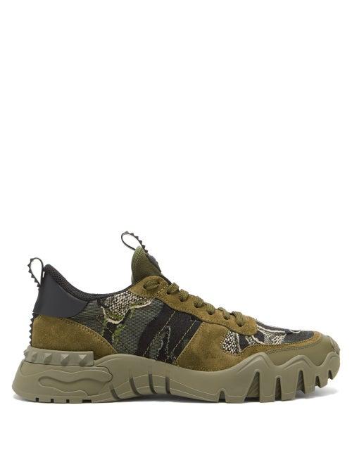 Matchesfashion.com Valentino Garavani - Rockrunner Plus Camouflage-jacquard Trainers - Mens - Khaki Multi