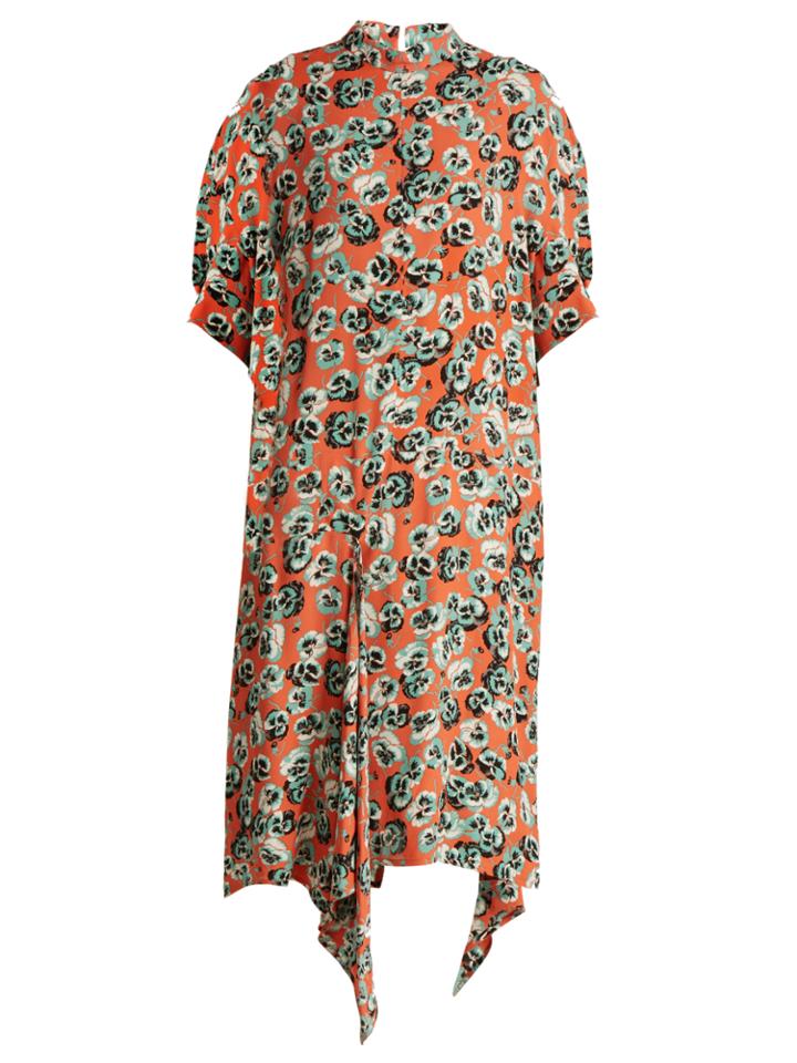 Marni Poetry Flower-print Draped-hem Crepe Dress