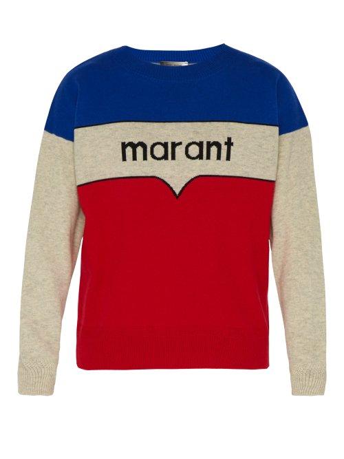 Matchesfashion.com Isabel Marant - Enith Logo Intarsia Cotton Blend Sweater - Mens - Multi