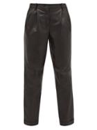Matchesfashion.com Nili Lotan - Montana Pleated Leather Trousers - Womens - Black
