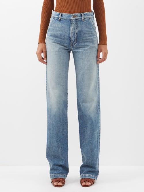 Saint Laurent - Jane High-rise Flared Jeans - Womens - Light Blue