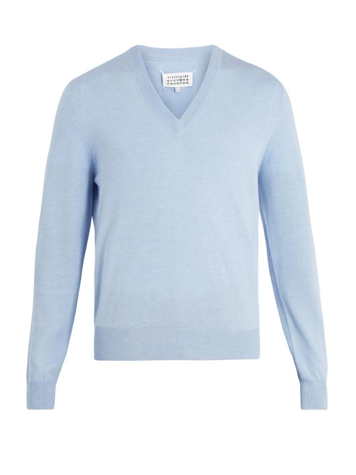 Maison Margiela V-neck Cotton And Wool-blend Sweater